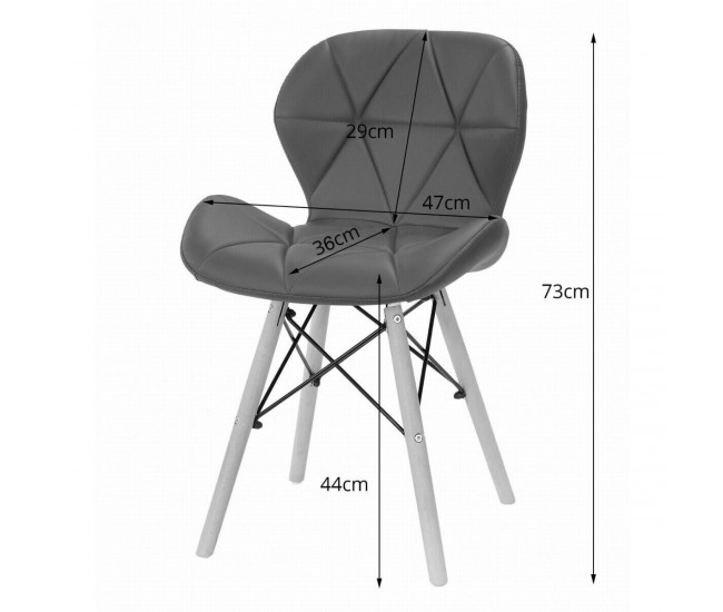 Set 4 scaune stil scandinav, Artool, Lago, piele ecologica, lemn, gri si alb, 47x52x73 cm