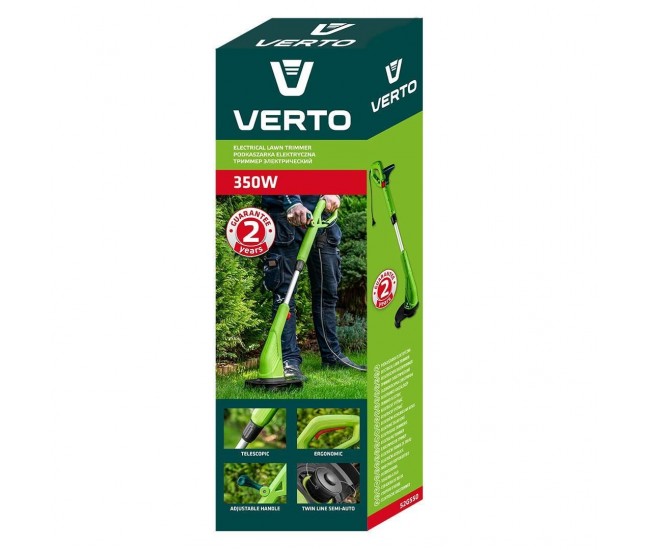 Motocoasa, trimmer, pentru tuns iarba, electric, 350 W, 25 cm, Verto