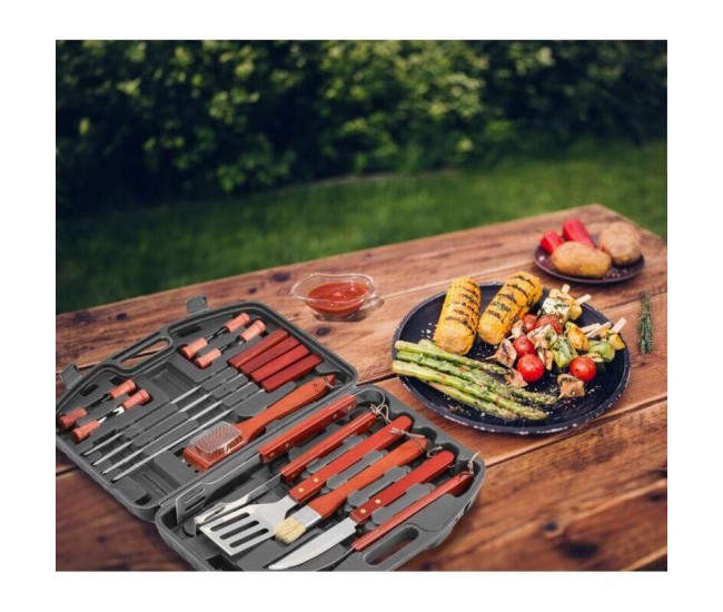 Ustensile pentru barbecue, grill, gratar, inox, cu geanta, set 19 piese, Strend Pro Grill