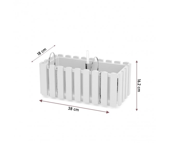 Jardiniera decorativa, suport metalic, sistem irigare,​​​​​​​ maro, 38x18x16.2 cm, Boardee Fencycase W 