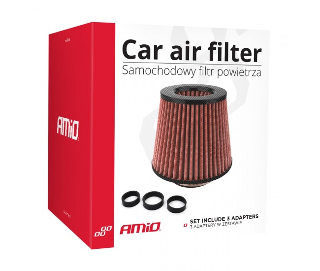 Filtru de aer conic Carbon cu 3 adaptoare