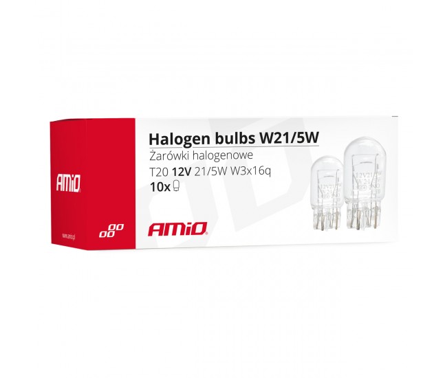 Set 10 becuri cu halogen T20, W21 / 5W, W3x16q