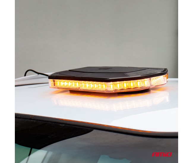 Rampa luminoasa girofar, culoare Orange, alimentare 12/24V, 48 LED-uri, protectie IP56, montaj cu magnet