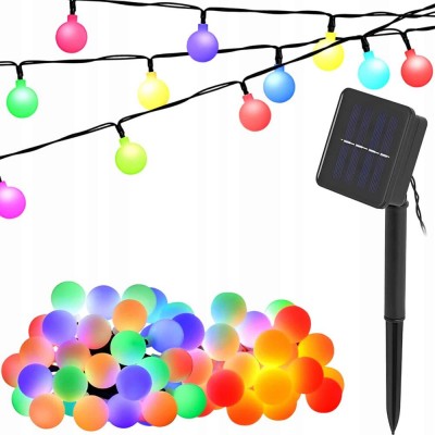 Ghirlanda Magica Luminoasa de exterior cu 50 LED-uri Multicolore, 8 functii si Panou Solar, lungime 6,7 m