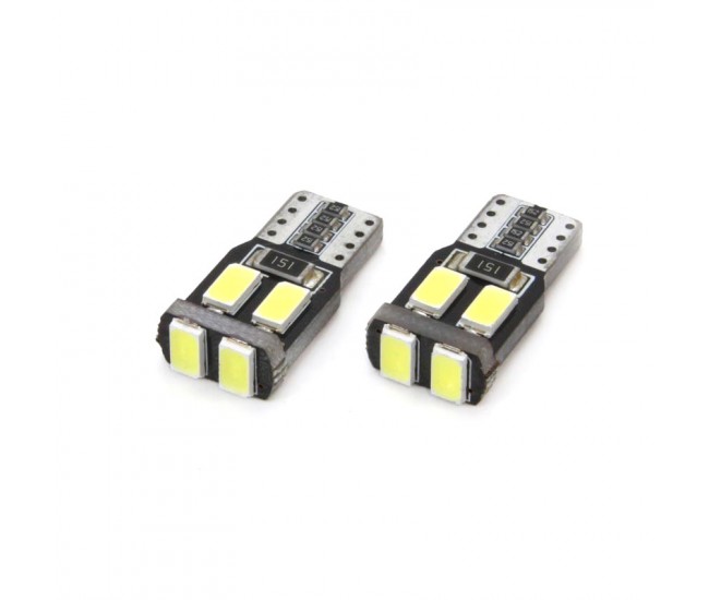 Set becuri auto cu LED CANBUS compatibil T10 W5W 6 SMD Alb 12V, destinat competitiilor auto sau off-road