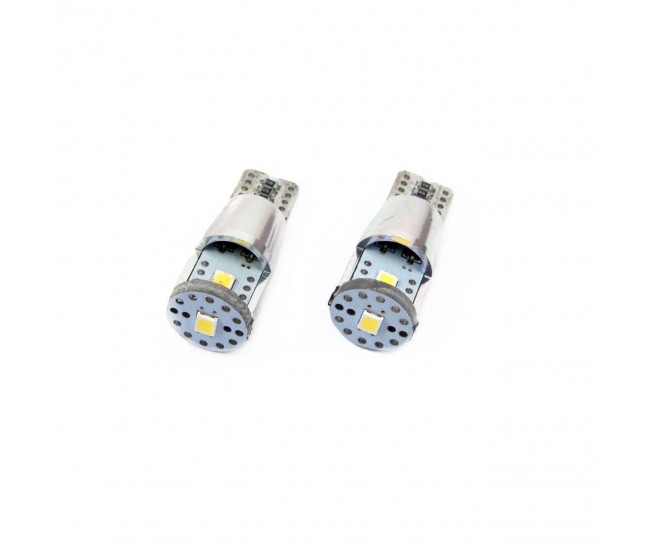 Set becuri auto cu LED CANBUS compatibil T10e W5W 3 SMD ALU Alb 12V/24V, destinat competitiilor auto sau off-road