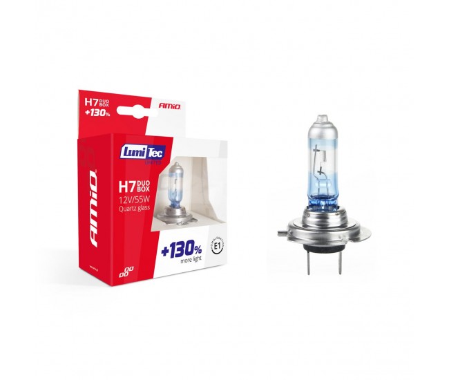 Set becuri cu halogen H7 12V 55W LumiTec LIMITED + 130% DUO BOX