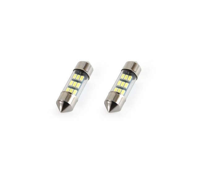 Set becuri auto cu LED sofit compatibil C5W 9 SMD 31mm Alb 12V, destinat competitiilor auto sau off-road