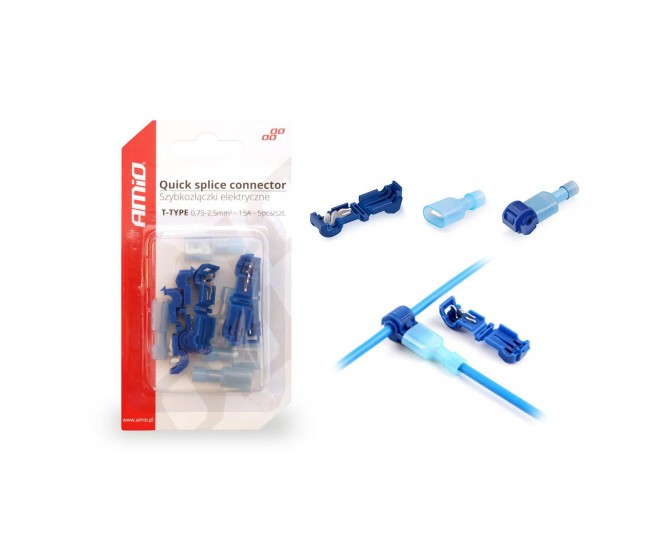 Cuplaje electrice pentru imbinari rapide de tip-T 0,75 - 2,5mm2, 15A, 5buc blister