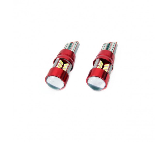 Set becuri auto cu LED CANBUS compatibil T10e W5W 27 SMD Alb 12V/24V, destinat competitiilor auto sau off-road