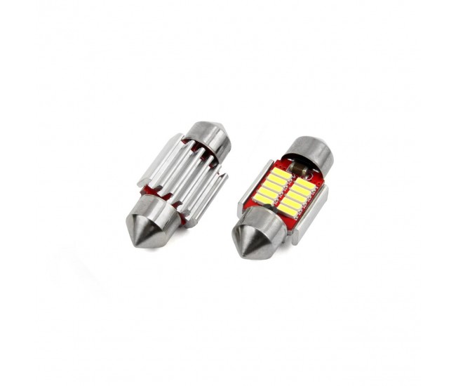 Set becuri auto cu LED CANBUS sofit compatibil C5W 10 SMD 31mm Alb 12/24V, destinat competitiilor auto sau off-road