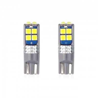 Set becuri auto cu LED CANBUS compatibil T10 W5W 10 SMD Alb 12/24V, destinat competitiilor auto sau off-road