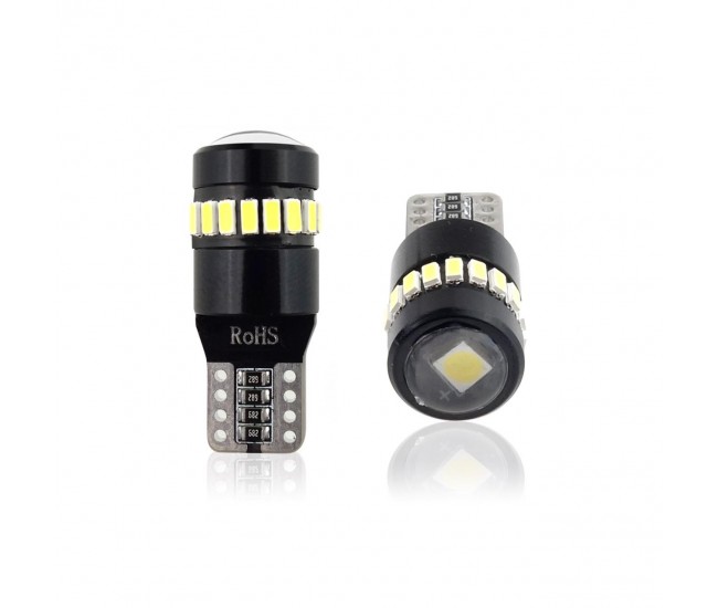 Set becuri auto cu LED CANBUS compatibil T10 W5W 19 SMD Alb 12V, destinat competitiilor auto sau off-road