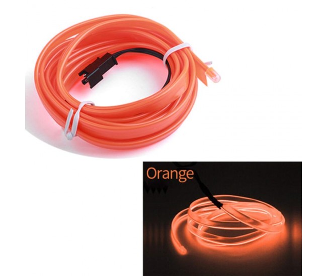 Fir Neon Auto EL Wire culoare Orange, lungime 5M, alimentare 12V, droser inclus