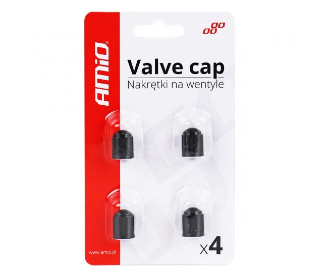 Set 4 capacele auto din plastic pentru ventil, culoare Neagra