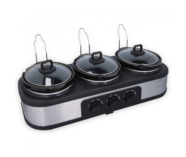 Aparat de gatit cu 3 boluri de 1,3l cu gatire lenta Dunlop Slow Cooker XL