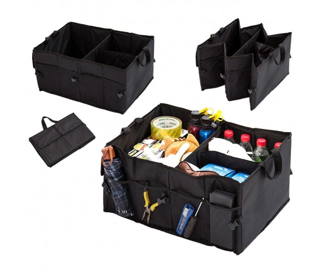 Organizator portbagaj auto cu 9 buzunare, 55 x 38 x 26cm, culoare neagra