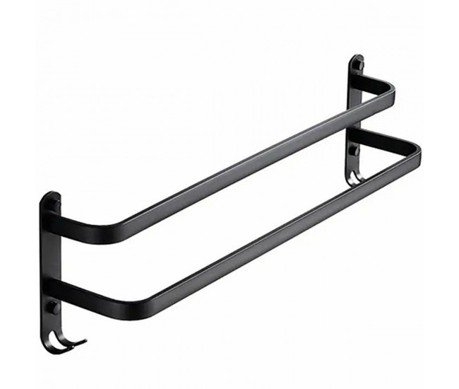 Suport de prosoape pentru baie tip Mansarda din aluminiu, lungime 60 cm, culoare Negru Mat