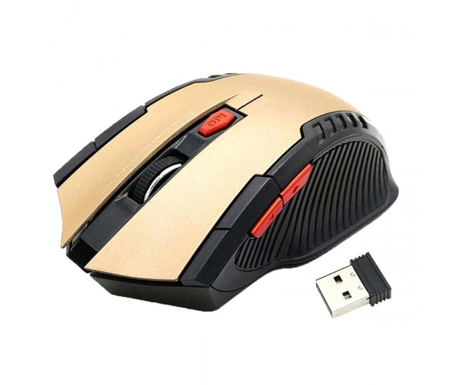 Mouse Optic Gaming Wireless, 1600 DPI, culoare Gold