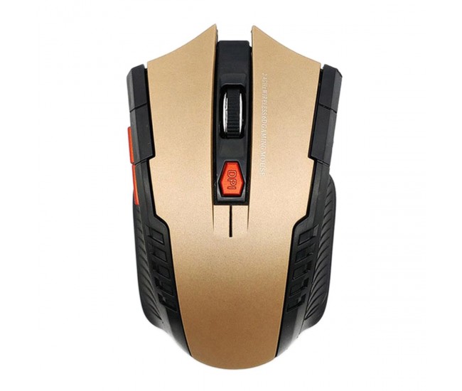 Mouse Optic Gaming Wireless, 1600 DPI, culoare Gold