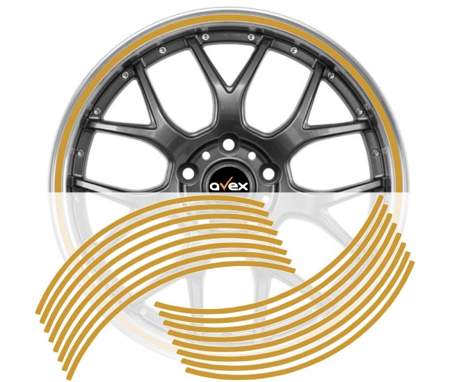 Set 16 inele din autocolant pentru jante culoare Gold Lucios