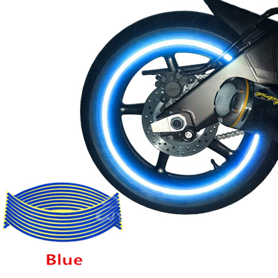 Set 16 ornamente Reflectorizante pentru jante auto, moto, culoare Albastra