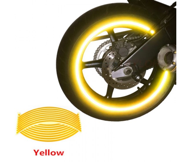 Set 16 ornamente Reflectorizante pentru jante auto, moto, culoare Galben