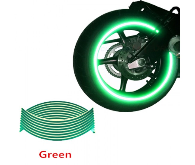 Set 16 ornamente Reflectorizante pentru jante auto, moto, culoare Verde