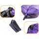 Saltea Autogonflabila Lazy Bag tip sezlong, 185 x 70cm, culoare Negru-Violet, pentru camping, plaja sau piscina