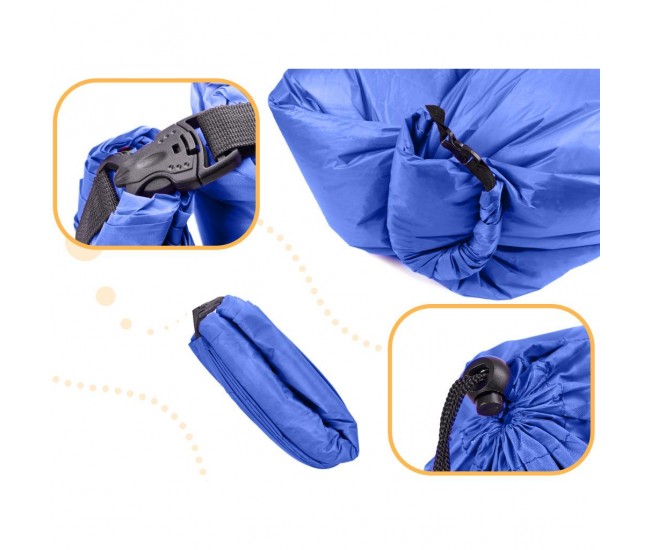 Saltea Autogonflabila Lazy Bag tip sezlong, 230 x 70cm, culoare Bleumarin, pentru camping, plaja sau piscina