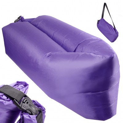 Saltea Autogonflabila Lazy Bag tip sezlong, 230 x 70cm, culoare Violet, pentru camping, plaja sau piscina