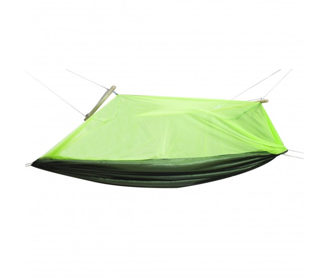 Hamac de Camping Dublu (2 persoane), 200 x 100 cm + Plasa de tantari, culoare Verde