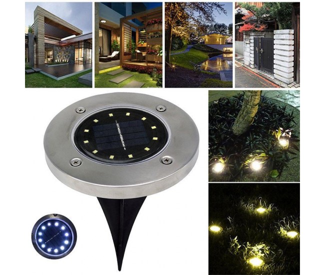 Lampa Solara estetica exterioara de gradina, cu 16 LED-uri, cu suport scurt