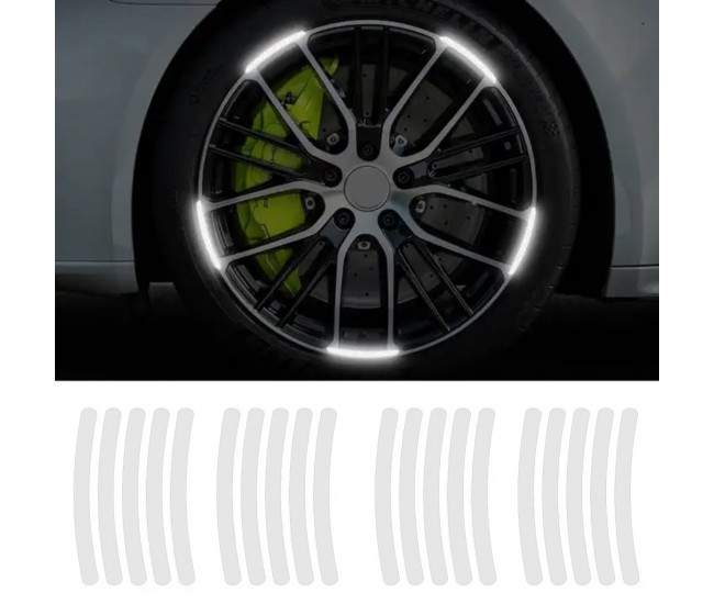 Set 20 bucati Elemente Reflectorizante Wheel Arch pentru autoturisme, biciclete, motociclete, atv-uri, scutere, culoare Argintiu