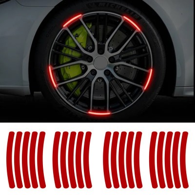 Set 20 bucati Elemente Reflectorizante Wheel Arch pentru autoturisme, biciclete, motociclete, atv-uri, scutere, culoare Rosie