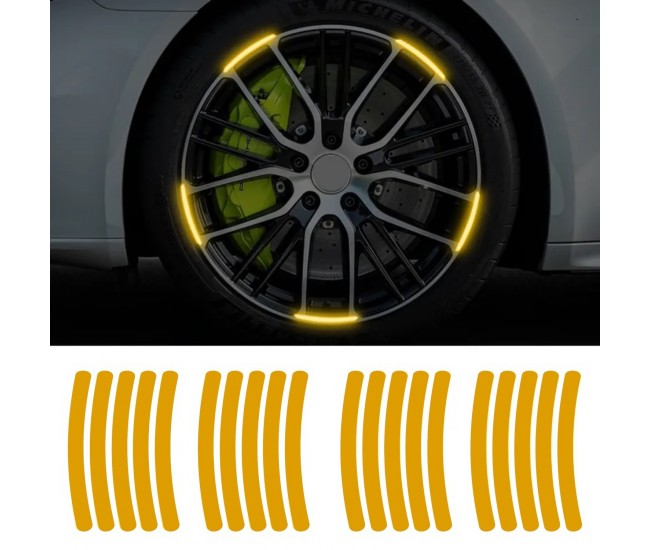 Set 20 bucati Elemente Reflectorizante Wheel Arch pentru autoturisme, biciclete, motociclete, atv-uri, scutere, culoare Orange