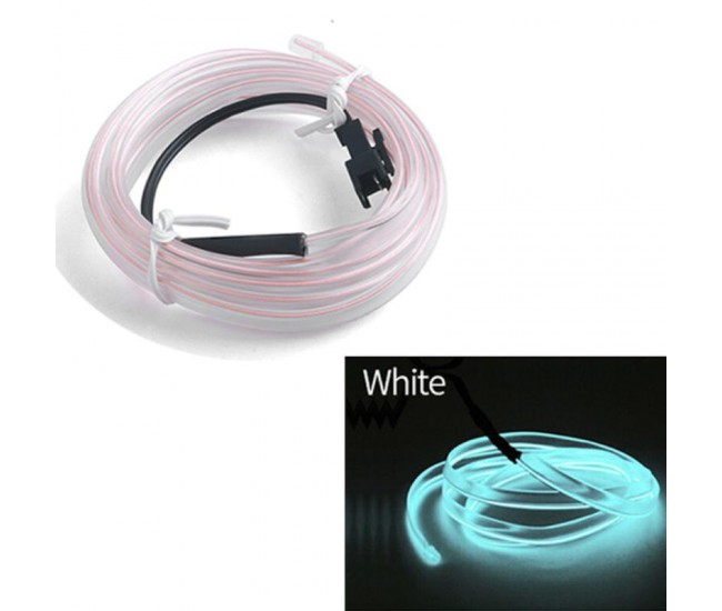 Fir Neon Auto EL Wire culoare Alba, lungime 2M, alimentare 12V, droser inclus