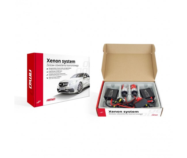 Kit XENON AC model SLIM, compatibil H1, 35W, 9-16V, 4300K, destinat competitiilor auto sau off-road