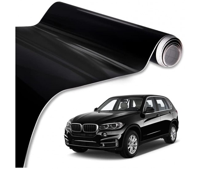 Folie auto pentru colantare integrala, Termoplastica, cu tehnologie BUBBLE FREE, culoare Negru, finisaj Lucios, dimensiune 3,0m x 1,52m