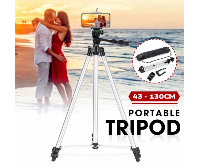 Trepied fotografic din aluminiu, compact, cu suport mobil 3D + Telecomanda Bluetooth