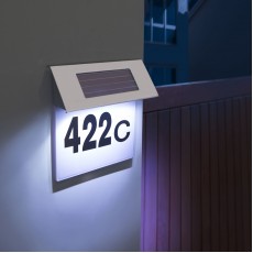 Placa numar casa iluminata LED, incarcare solara, carcasa din INOX