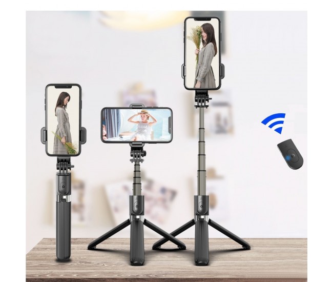 Set 3in1, Selfie Stick cu Lampa LED si Trepied, conectare Bluetooth, alimentare USB