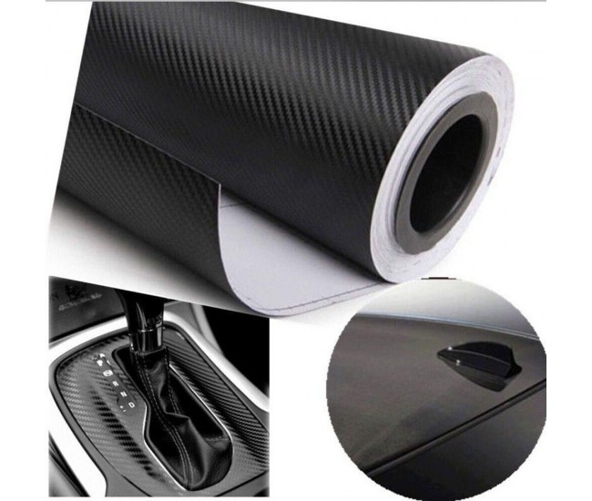 Folie colantare auto Carbon 3D Negru, 3,0m x 1,52m