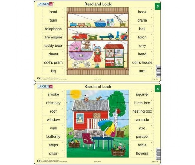 Set 10 Puzzle-uri Read and Look 1 -10 (EN), 16 piese Larsen LRRA1