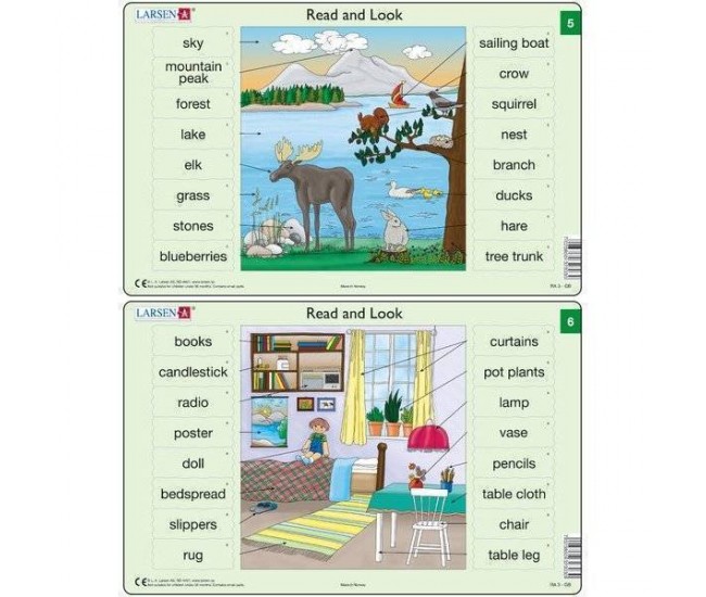 Set 10 Puzzle-uri Read and Look 1 -10 (EN), 16 piese Larsen LRRA1