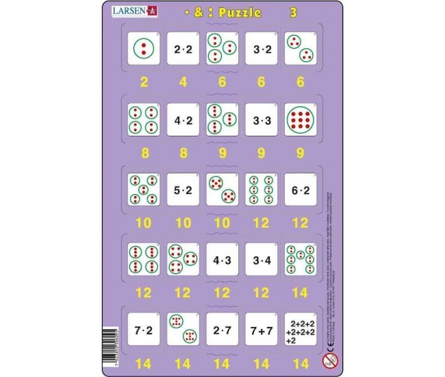 Set 16 Puzzle-uri Inmultire si Impartire, 25 Piese Larsen LRP49