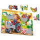 Puzzle Copil la Ferma pe Tractor, 15 Piese Larsen LRBM7