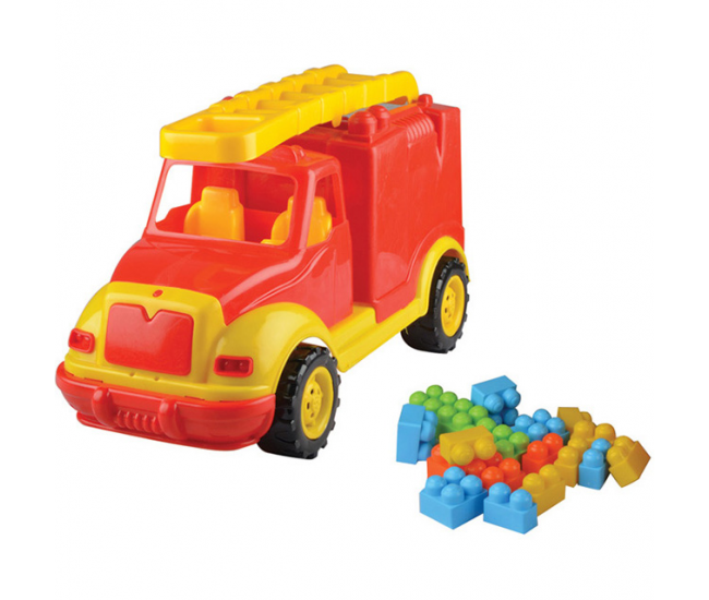 Masina pompieri 43 cm cu 38 piese constructie, in cutie Ucar Toys UC85