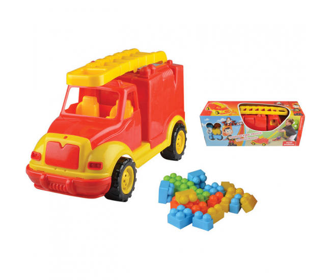 Masina pompieri 43 cm cu 38 piese constructie, in cutie Ucar Toys UC85