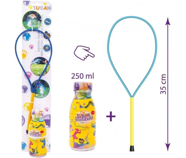 Set Bat cu inel pentru baloane de sapun 35 cm si Solutie baloane de sapun 250 ml Tuban TU3645